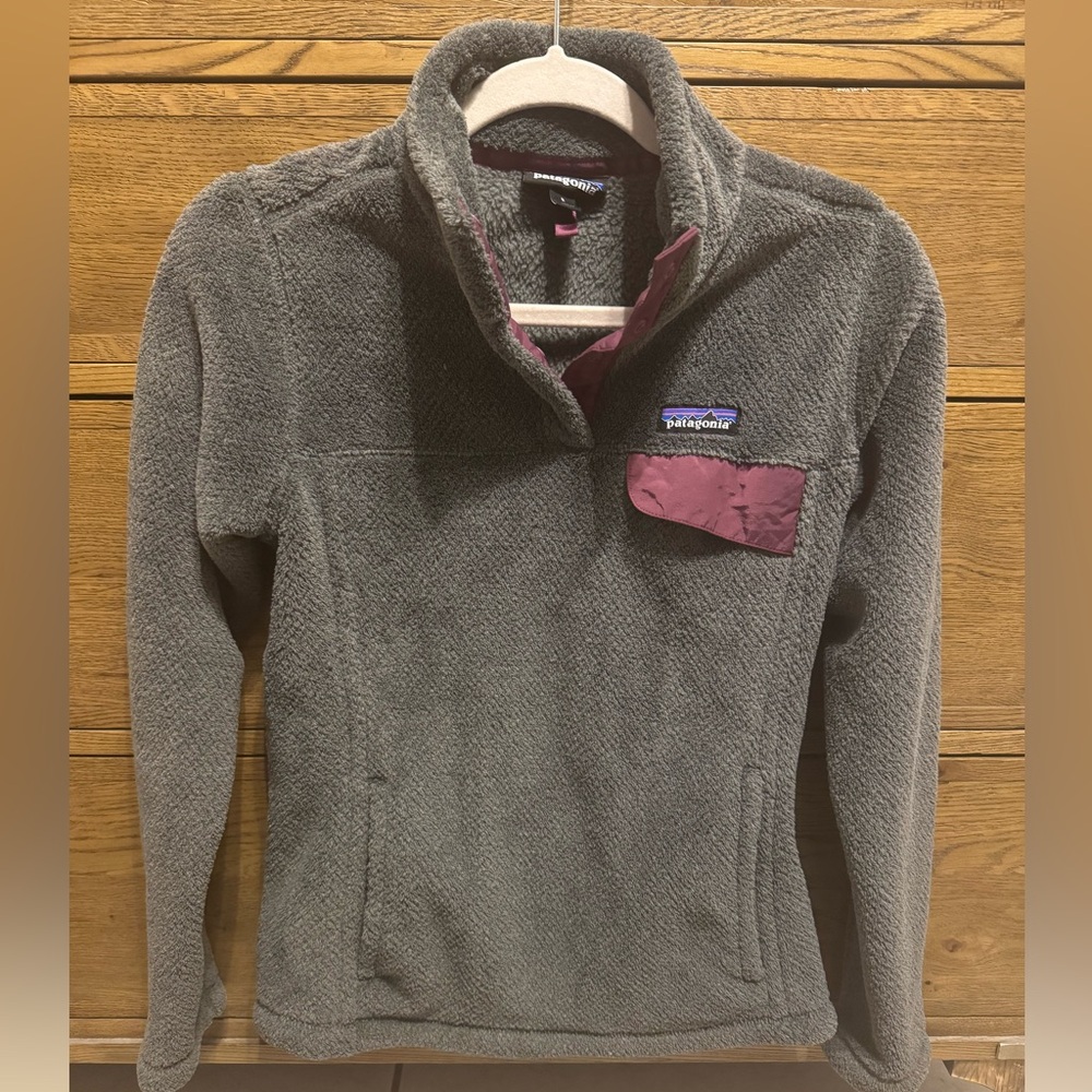 Patagonia Gray and Purple Women's Cowl Sweater